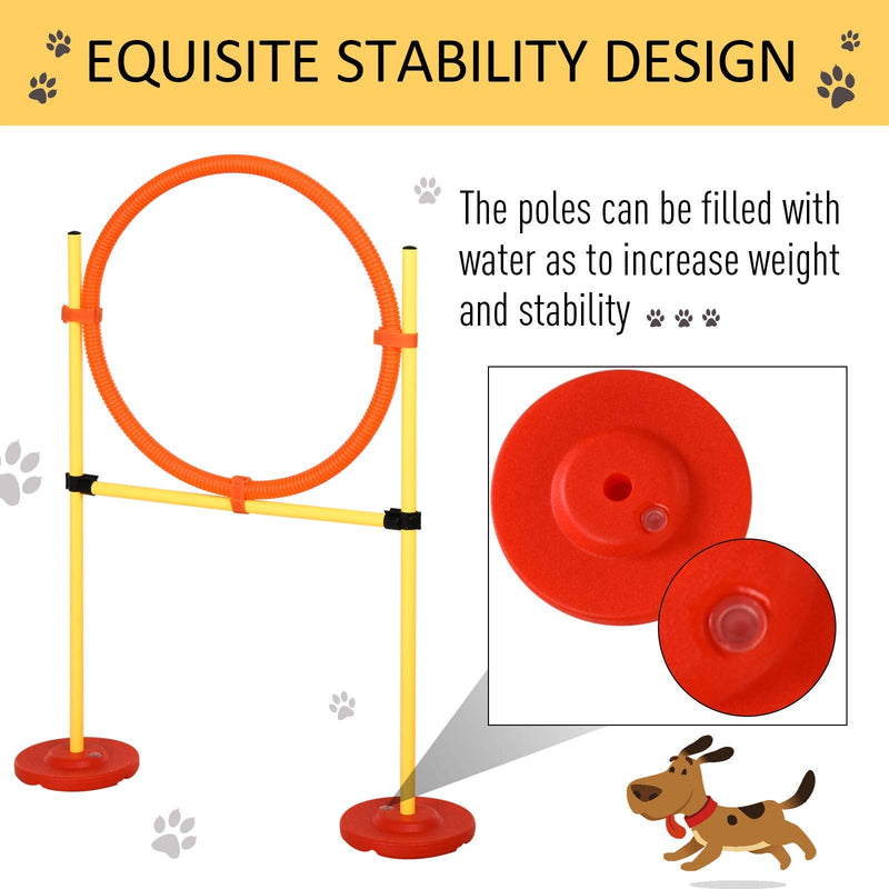 PawHut Portable Pet Agility Training Obstacle Set for Dogs w/Adjustable High Jumping Pole, Jumping Ring, Turnstile poles, Tunnel - PawsPlanet Australia