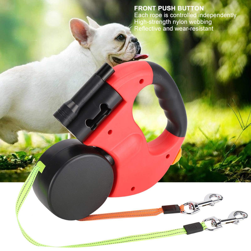 Clasken Pet Walking Lead, ABS + Nylon Dual Headed Dog Harnesses, Automatic Extendable for Dog Pet Walking Supply Cat Pet Product(Scarlet) Scarlet - PawsPlanet Australia