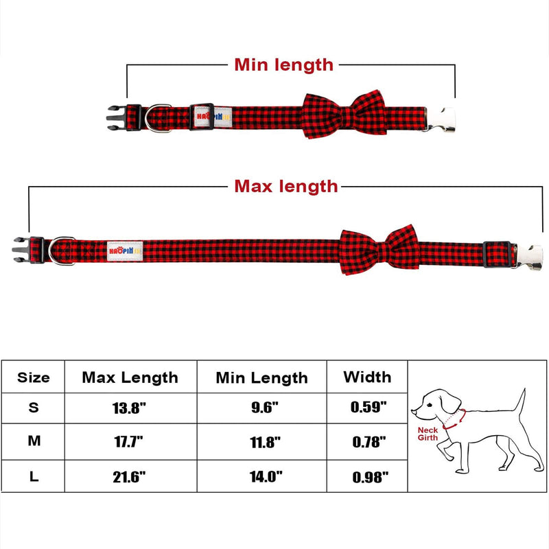 Dog Bow Tie, HAOPINSH Bow Tie Dog Collar Dog Plaid Bow Tie Collar Buckle Light Adjustable Dog Collar for Dogs Cats Pets Soft Comfortable Red Medium 11-18Inch - PawsPlanet Australia