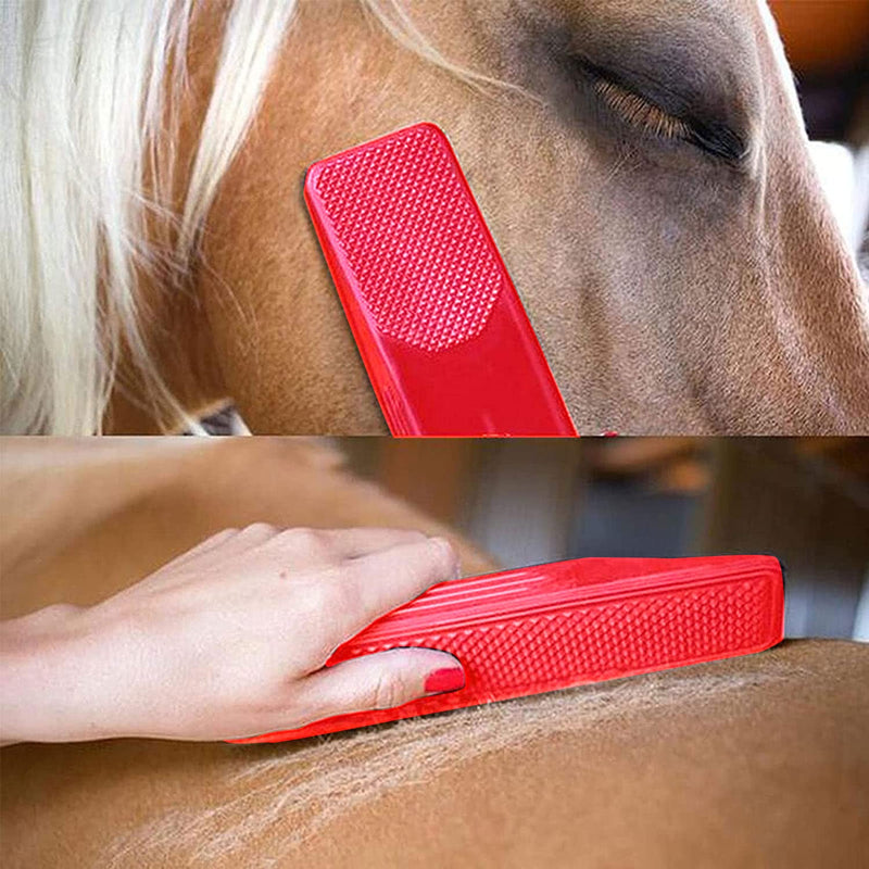 6 in 1 massage comb for horses, horse root brush 6 in 1, horse care brush, horse brushes for cleaning and massage, massage comb for horses pets, dog massage comb fur care red - PawsPlanet Australia