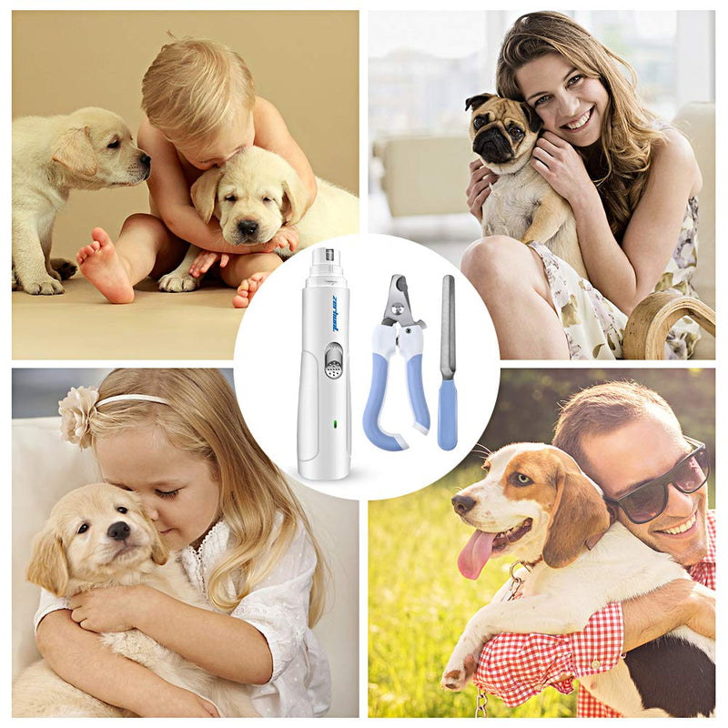 [Australia] - Zerhunt Dog Nail Grinder Clipper, Ultra Quiet Electric Pet Nail Grinder Trimmer Grooming for Small Medium Pets, Portable & Rechargeable Pet Nail Grinder Clipper 