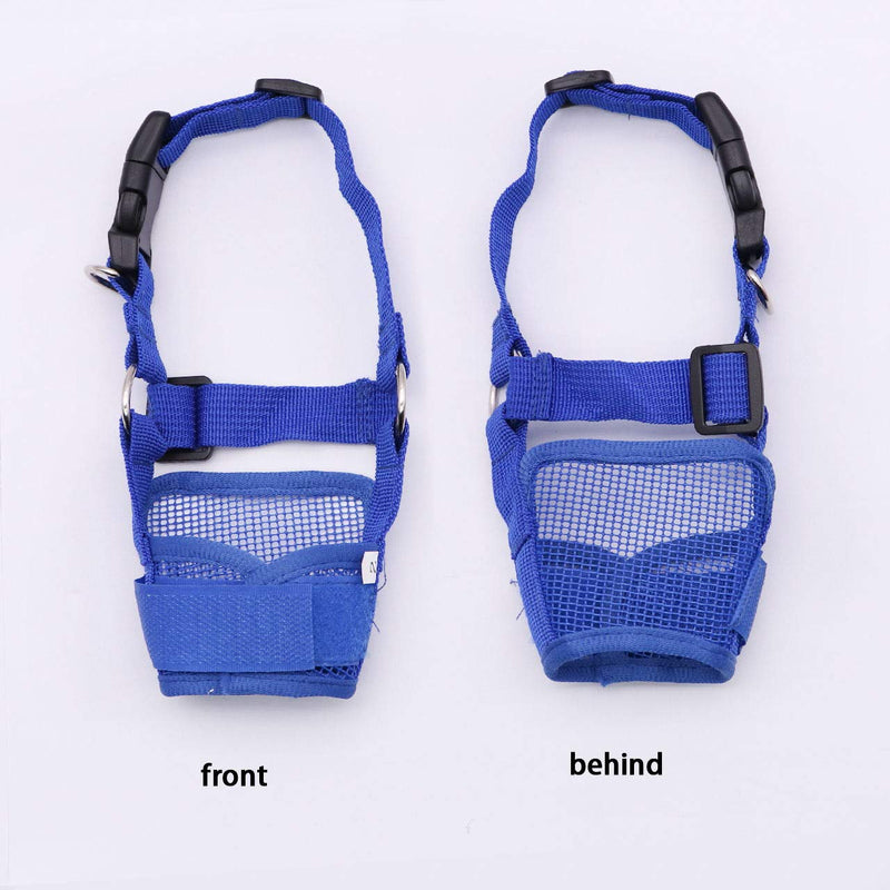 [Australia] - QiCheng&LYS Pet Dog Mouth Covers Comfortable Breathable Nylon Mesh Muzzles Anti-Biting Barking Dog Safety Mask with Adjustable 5 Colors Available Blue XL 