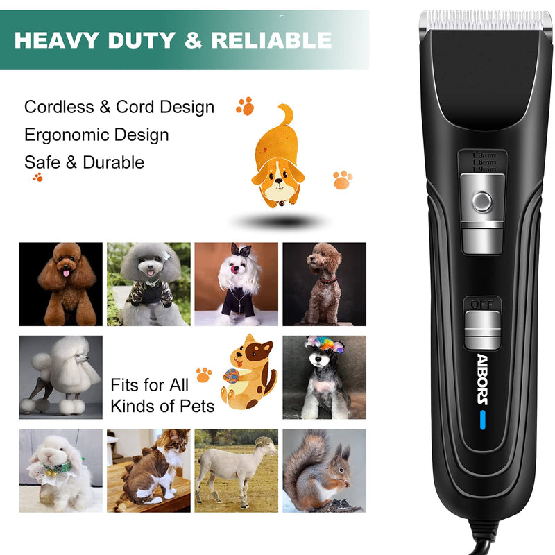 Dog Clippers 12V Powerful Motor Low Noise Corded Professional Electric Dog Trimmer for Grooming for Dogs Cats Pets - PawsPlanet Australia