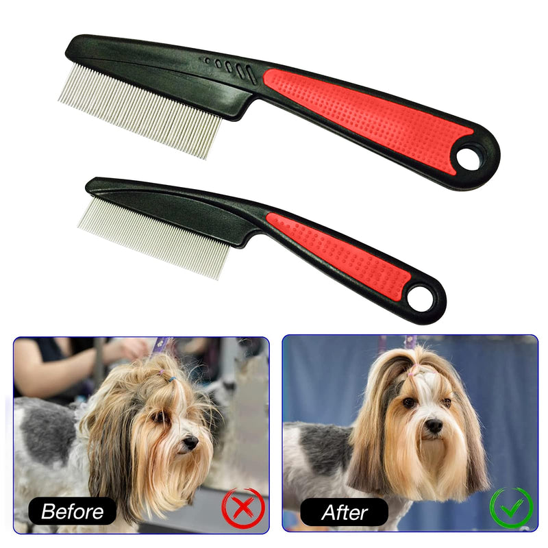 SWYSGS Pet Comb, Professional Grooming Comb for Dog/Cat/Small Pets, Comb for Removing Tangles and Knots, 2pcs - PawsPlanet Australia