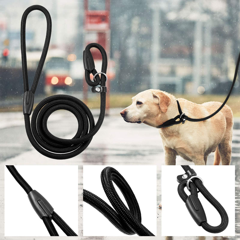 Frienda Dog Rope Lead Nylon Adjustable Loop Training Pet Leash Rope Collar Slip Lead for Walking Training Pets 1.5 m (Black) Black - PawsPlanet Australia