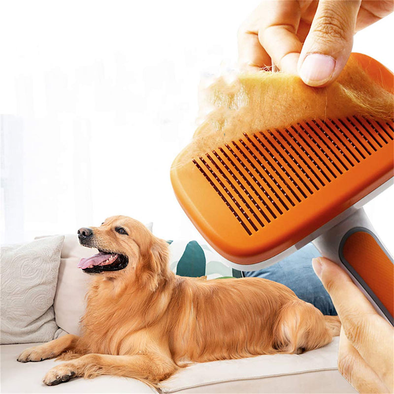 Inbell Retractable Brush, One-Button Dehairing Comb, Hair Removal Comb, Pet Brush, Automatic Depilation Comb, Sticking Needle Comb Orange - PawsPlanet Australia