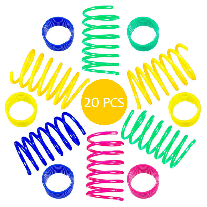 Grantop Pack of 20 cat toys, colorful creative plastic spiral springs, toy spiral springs, novelty pet toys, colorful spiral springs, spring spiral for cats, spiral shape - PawsPlanet Australia