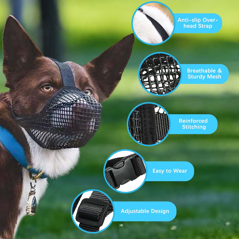 Muzzle for dogs, FWLWTWSS dog muzzle with rounded mesh and adjustable loop, dog muzzle for small, medium and large dogs prevents biting, chewing and barking (L) L - PawsPlanet Australia