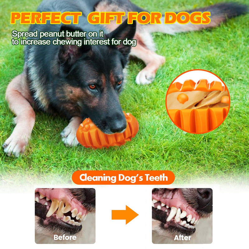 Focuspet Squeaky Dog Chew Toys for Aggressive Chewers, Indestructible Dog Toys Beef Flavor Rubber Toys for Relieve Boredom, Durable Interactive Rugby Chew Ball for Small/Medium/Large Dogs - PawsPlanet Australia