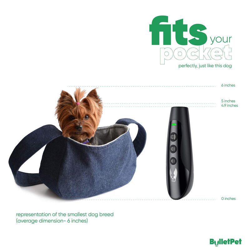 [Australia] - BULLETPET Anti-Barking Device - Portable Noise Stopper & Ultrasonic Dog Bark Deterrent - Rechargeable Battery with Long Use Life - Handheld, Gentle Training Aid - Low, Medium, Strong Frequency Levels 