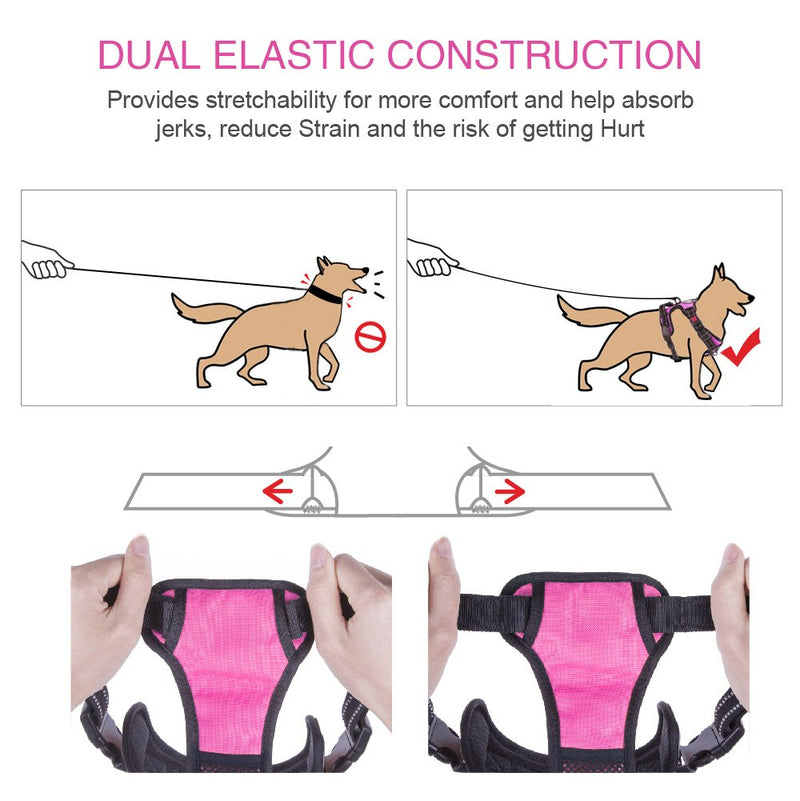 [Australia] - PoyPet No Pull Dog Harness, [Upgraded Version] No Choke Front Lead Dog Reflective Harness, Adjustable Soft Padded Pet Vest with Easy Control Handle for Small to Large Dogs S Pink 