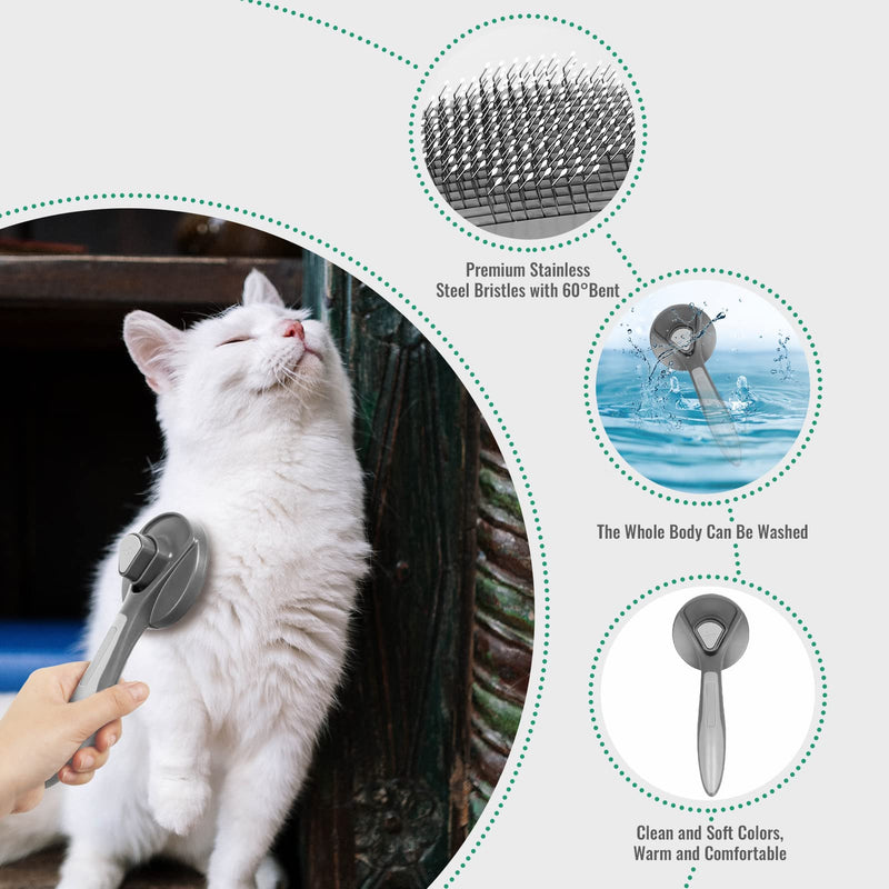 AILEBE Pet Grooming Brush, Cats Dogs Brushes for Long Haired & Short Hair, Self Cleaning Slicker Pet Hair Brushes Pet Bath Brush. Pet Grooming Brush Tool Set for Dogs Cats Hair Brush and Shower - PawsPlanet Australia