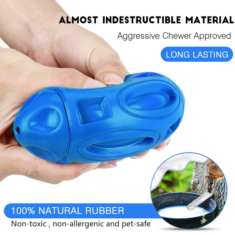 [Australia] - Dog Squeaky Toys for Aggressive Chewers, Almost Indestructible Rubber Puppy Chewing Ball with Squeaker Durable Pet Teeth Cleaning Toy for Medium and Large Breed Blue 