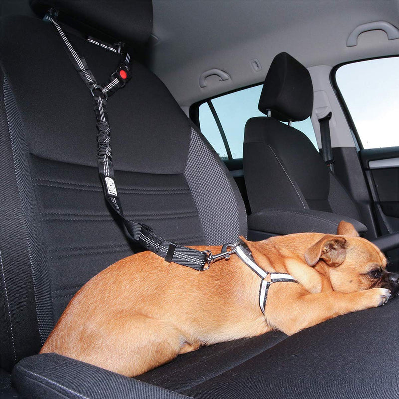 AODENER Headrest Pet Dog Car Seat Belt - Car Safety Harness Restraint Adjustable Dog Safety Lead Harness Collar Lash for Travel Daily Use (1 Pack, Black) Elastic Size: 18-29.53IN - PawsPlanet Australia