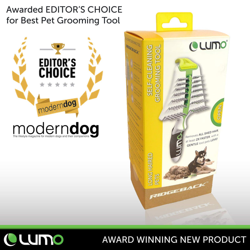 [Australia] - LUMO: All-in-one Self-Cleaning Pro Grooming Tool for Dogs and Cats - Gently Detangle Knots & Remove Loose Undercoat – Deshed 2X Faster Safely Without Blade & Naturally Sheen - Pets Love It LONG HAIR (e.g. Golden Retriever, Husky) 