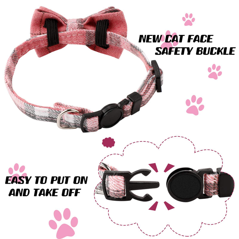 Weewooday 10 Pieces Breakaway Cat Collar with Bow Tie and Bell, Kitten Collar for Cat, Adjustable Kitty Safety Collars with Cute Plaid Patterns - PawsPlanet Australia