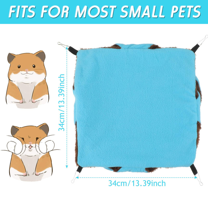 Small Pet Cage Hammock Triple-Layer Pet Hammock Fleece Cage Hanging Hammock Sugar Glider Hammock Bed for Chinchilla Parrot Guinea-Pig Ferret Squirrel Hamster Rat (Blue and Brown) Blue and Brown - PawsPlanet Australia