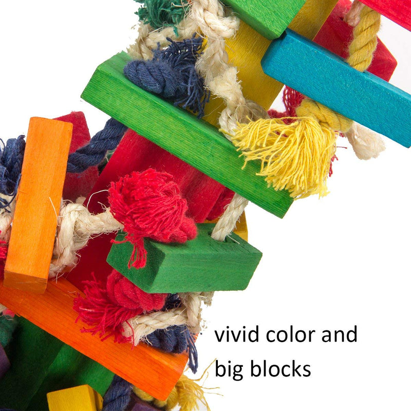 [Australia] - Mrli Pet Large Bird Knots Block Chewing Toys, Colorful N Entertaining, Keeps Bird Happy, Large, 16” X 6” X 6” Inches 