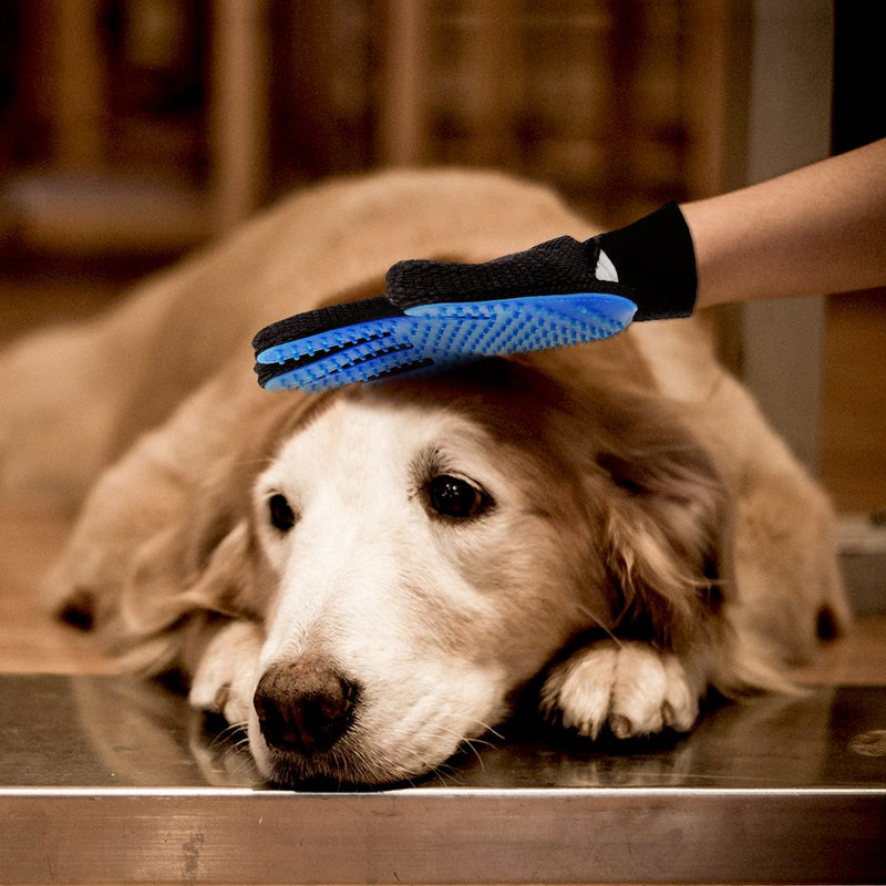 [Australia] - VIZPET Pet Grooming Glove - Dog Brush Deshedding Glove Pet Hair Remover Pet Mitt Massage Tool for Dogs,Cats,Small Animals Blue 