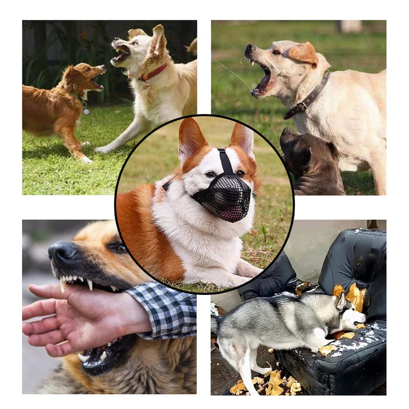 JVHLOV Dog Muzzle for Large Dog, Prevents Biting, Barking and Chewing, Dog Muzzle with Mesh and Adjustable Loop, Muzzle with Safety Strap for Small (M) M - PawsPlanet Australia