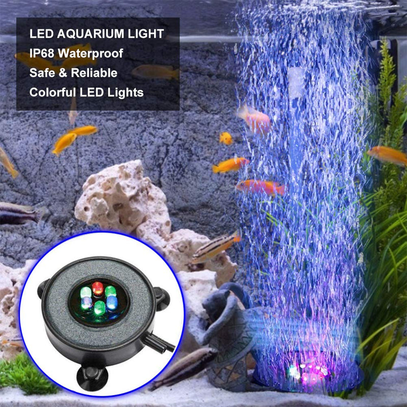 [Australia] - TOULIFLY LED Aquarium Light, Multi-Colored LED Aquarium Air Stone Disk, Round Strip with Colored Light for Aquarium Fish Tank 