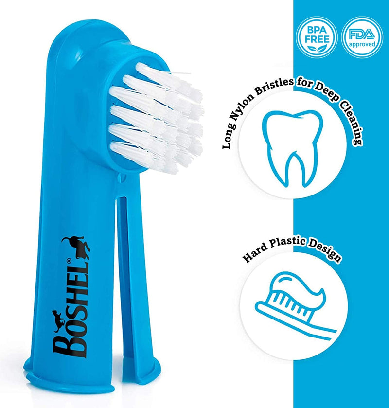 BOSHEL Dog Finger Toothbrush Set - 8 Pack Includes 6 Silicone Bristle + 2 Nylon Bristle Dog & Cat Toothbrushes - Approved - Dental Oral Care - Teeth & Gums Care Kit for Small, Medium & Large Pets - PawsPlanet Australia