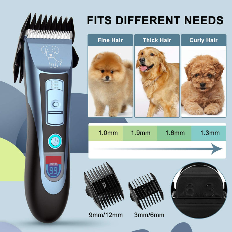 [Australia] - Uiter Dog Clippers Grooming Clippers Kit Low Noise Rechargeable Cordless Quiet Dog Shave Clippers for Dogs Cats Pets Professional Electric Dog Trimmers Clippers Set 