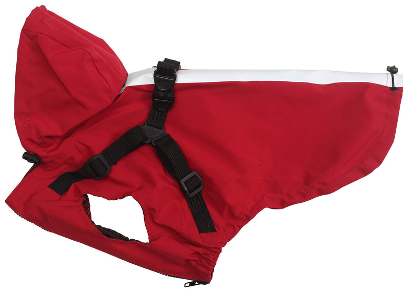 Dog Raincoat with Harness and Hoodies, Puppy Raincoat, Waterproof Reflective Dog Vest for Puppies Small Medium Dogs - Red - M Medium (Back: 35.5CM) - PawsPlanet Australia