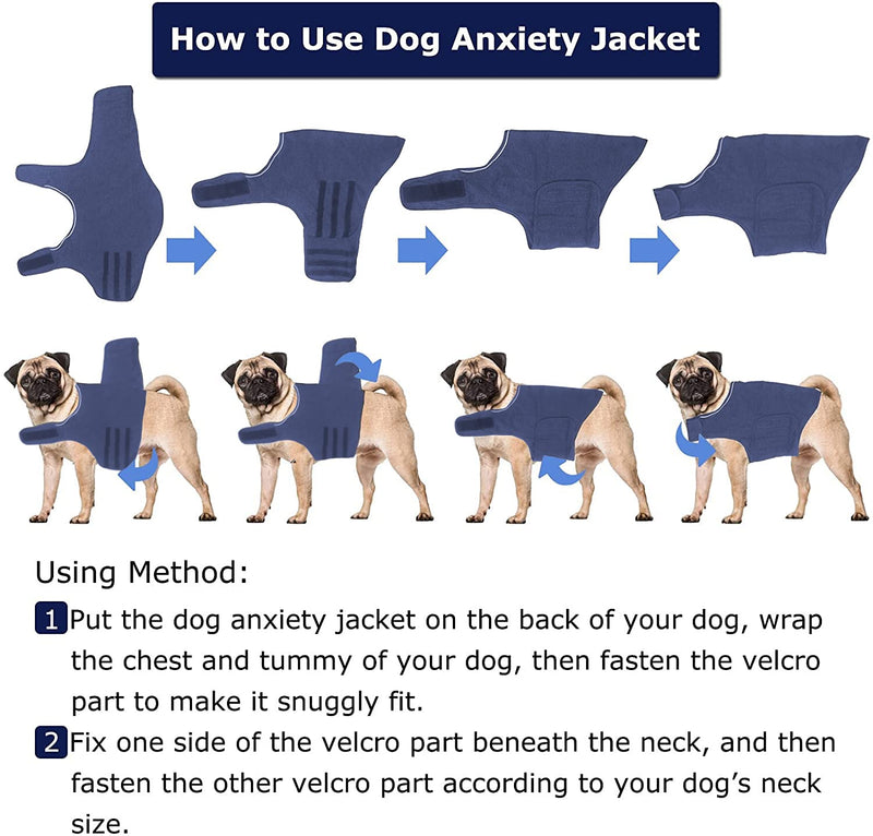 Dog Anxiety Jacket, Dog Anxiety Calming Vest Wrap for Thunderstorm, Fireworks, Vet Visit, Travel and Separation, Suitable for Small Medium Large Dogs X-Small Blue - PawsPlanet Australia