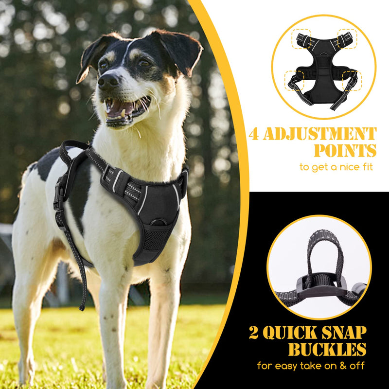 Nobleza - Anti-Pull Dog Harness, Reflective Vest Harness Dog with Handle, Soft Breathable Chest Harness for Dog, Adjustable Dog Harness Small Dogs, Black (S) S - PawsPlanet Australia