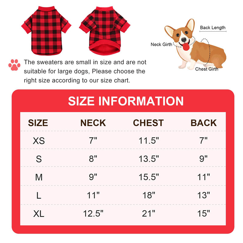 Dog Fleece Sweater for Small Dogs Buffalo Plaid Dog Clothes Soft Thickening Warm Small Dog Sweater Puppy Clothes for Small Dogs Girl & Boy X-Small - PawsPlanet Australia