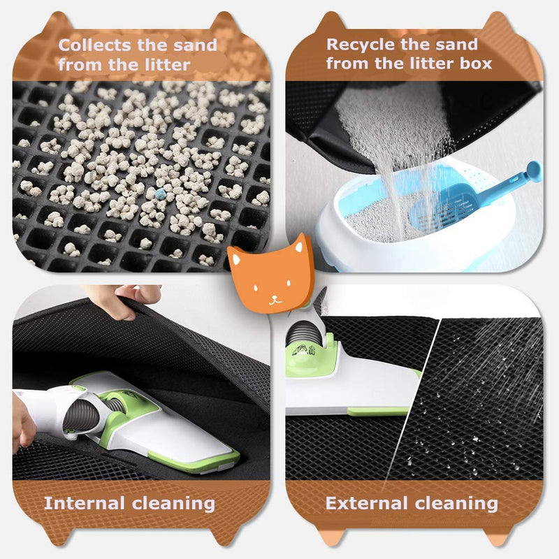 Queta Cat litter tray mat, two-layer foldable cat litter tray. It can effectively prevent the cat litter from being scattered on the floor. (Black 55 x 70 cm). - PawsPlanet Australia