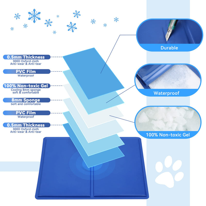 PETTOM Dog Cooling Mat Medium 65x50 cm, Non-Toxic Gel Self Cooling Pad For Pet Dog Cat, Indoor and outdoor using in Pet bed, Sofa, Car Seat, Beach, Great for Dogs Cats in Hot Summer M: 65 x 50 CM - PawsPlanet Australia