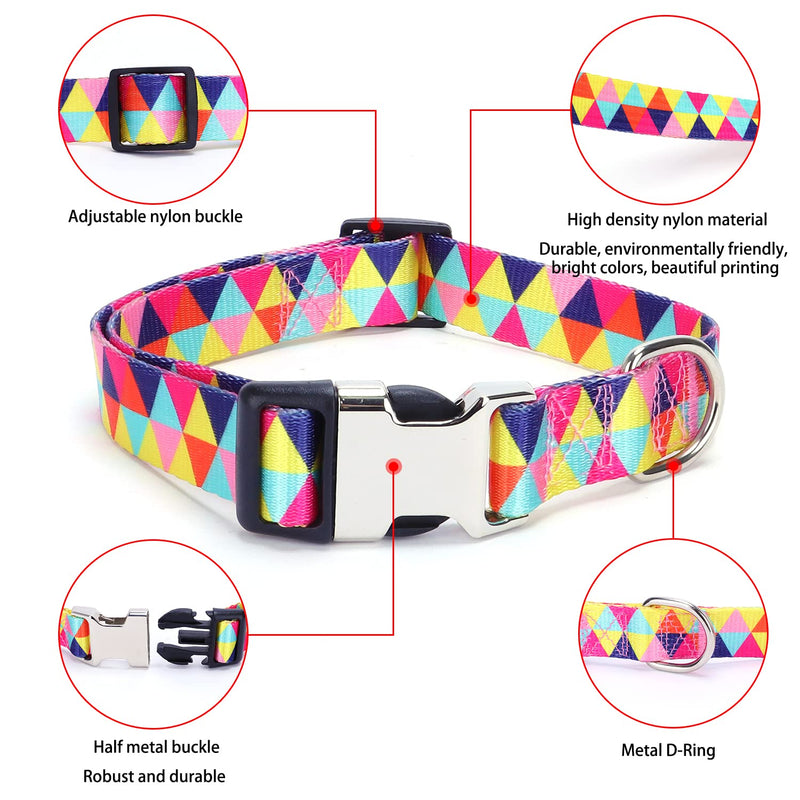 Cute Dog Collar for XS Small Medium Large Dogs, Soft Nylon Pet Collar,3D Print Multicolor Patterns Collars Adjustable for Dogs Girl Boy Puppy Walking Running Training (Luminous Skull L) 4 L for Neck 15-22" - PawsPlanet Australia