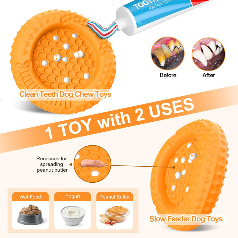 PcEoTllar Dog Toy Indestructible for Aggressive Chewing, Chew Toy Robust Dog Toy for Medium Large Dogs - Multifunctional Natural Rubber Interactive Chew Toy, Orange - PawsPlanet Australia