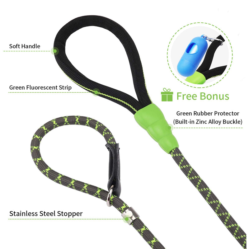 morpilot Slip Lead for Dogs, Durable Nylon Dog Leads Slip Rope, Adjustable Training Dog Lead with Soft Handle, Strong Dog Leash Suitable for Small, Medium and Large Dogs, Fluorescent Green (Size S) Small (10 mm) - PawsPlanet Australia