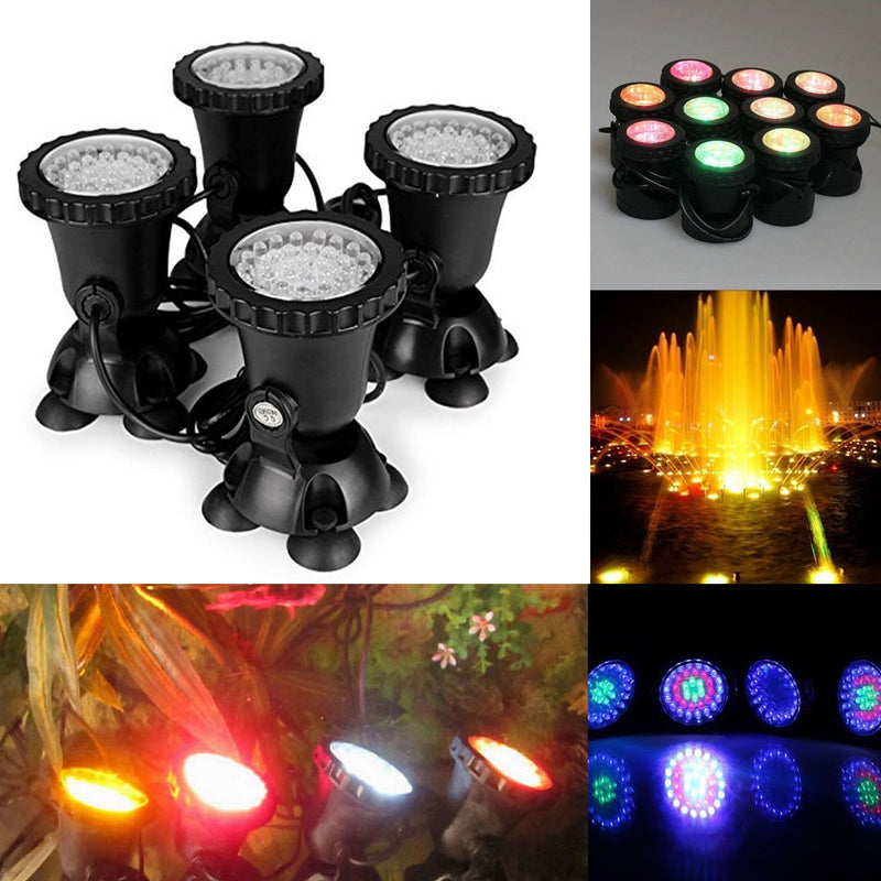 COVVY Waterproof Underwater Spot Lights Multicolour RGB Aquarium Lights with Remote Control for Garden Pond Fish Tank Swimming Pool,UK Plug (Set of 4 Lights) Set of 4 Lights - PawsPlanet Australia