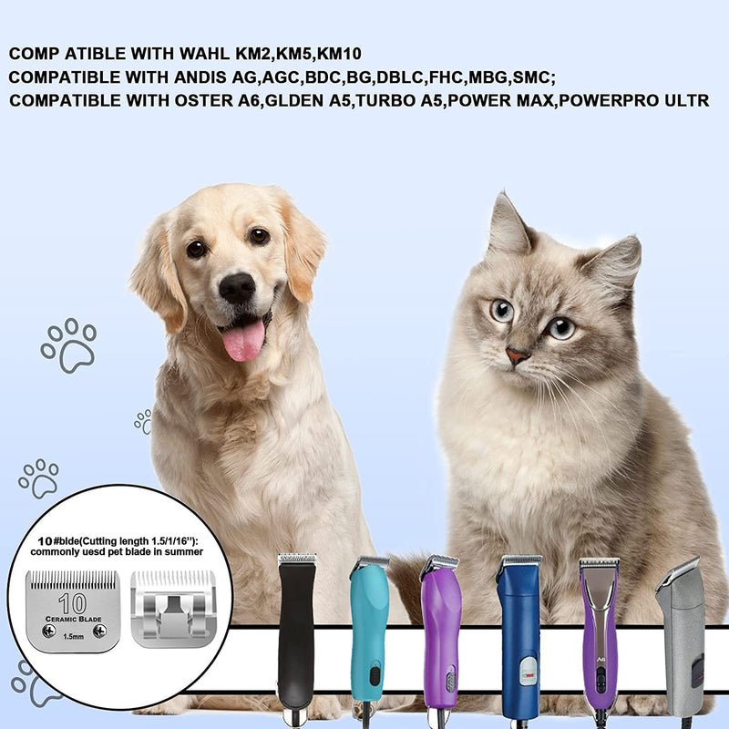 Dog Grooming Replacement Blades Compatible with Andis/Wahl/Oster, Removable Ceramic Blade and Stainless Steel Blade, 3pcs 3PC /10# 1.5mm - PawsPlanet Australia