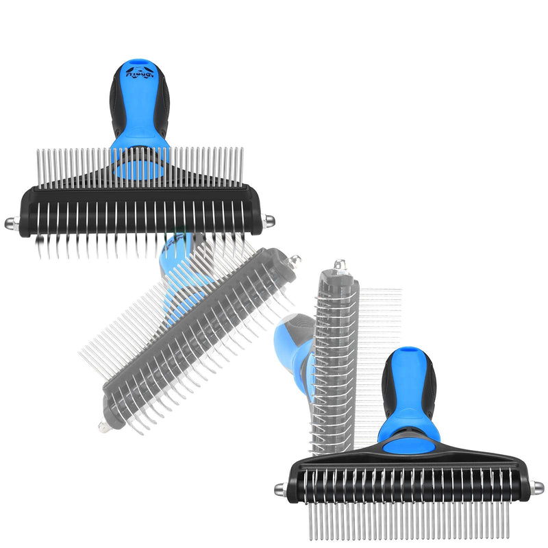 Fttouuy Pet Deshedding and Dematting Tool  2 Sided Pet Grooming Brush for Deshedding, Mats & Tangles Removing Blue?Long Hair - PawsPlanet Australia
