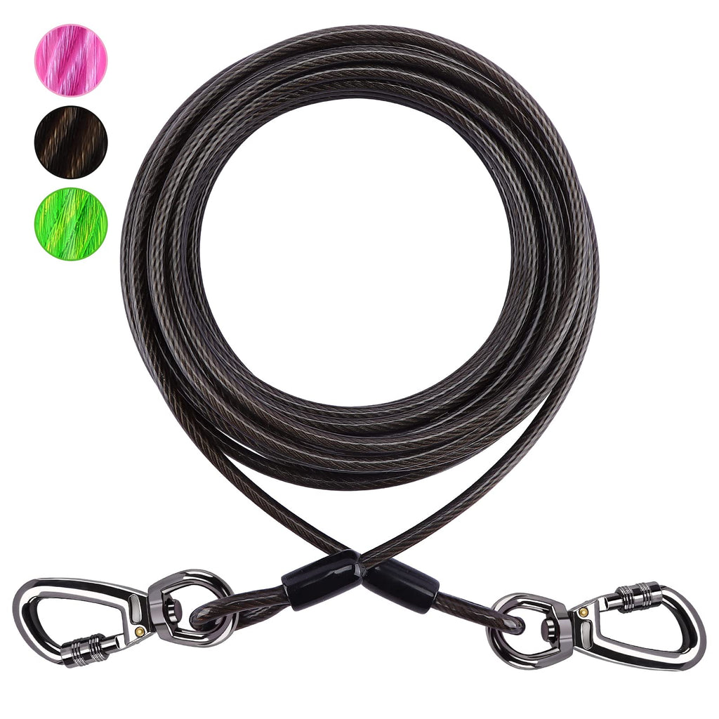 Tie Out Cable for Dogs, 10/30/50 Feet Dog Tie Out Run Cable for Medium to Large Dogs Up to 250 lbs, Heavy Duty Chew Proof Dog Lead Line for Yard, Camping, Park, Outside (Black, 30ft) Black 30ft 250lbs - PawsPlanet Australia