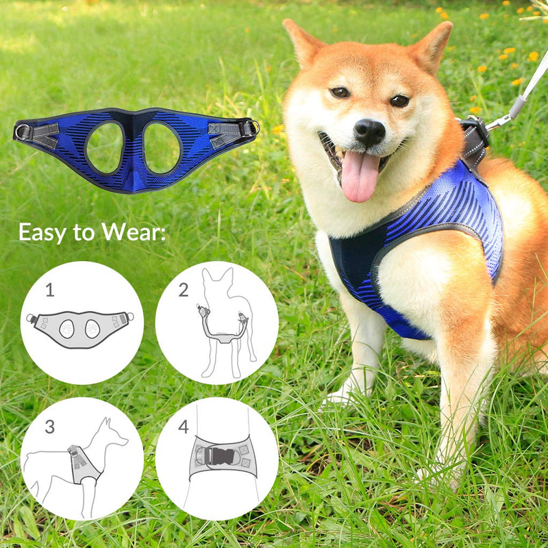 Aquatic Human No Pull Dog Harness, Front Clip Vest Harness Dog, Breathable Chest Padded Mesh Adjustable，Easy Control Outdoor Walking/Training, Medium Large Dog Harness, Blue, M M-Chest Size:38-71cm Blue 2 - PawsPlanet Australia