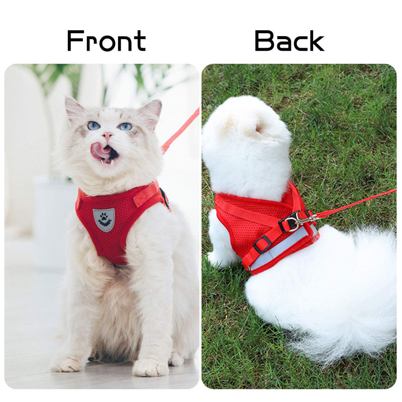 Shinmax Dog Harness Seat Belt Set,Reflective adjustable pet vest strap for small Medium Dogs,Breathable Chest Padded Mesh Adjustable Harnesses XS Red - PawsPlanet Australia