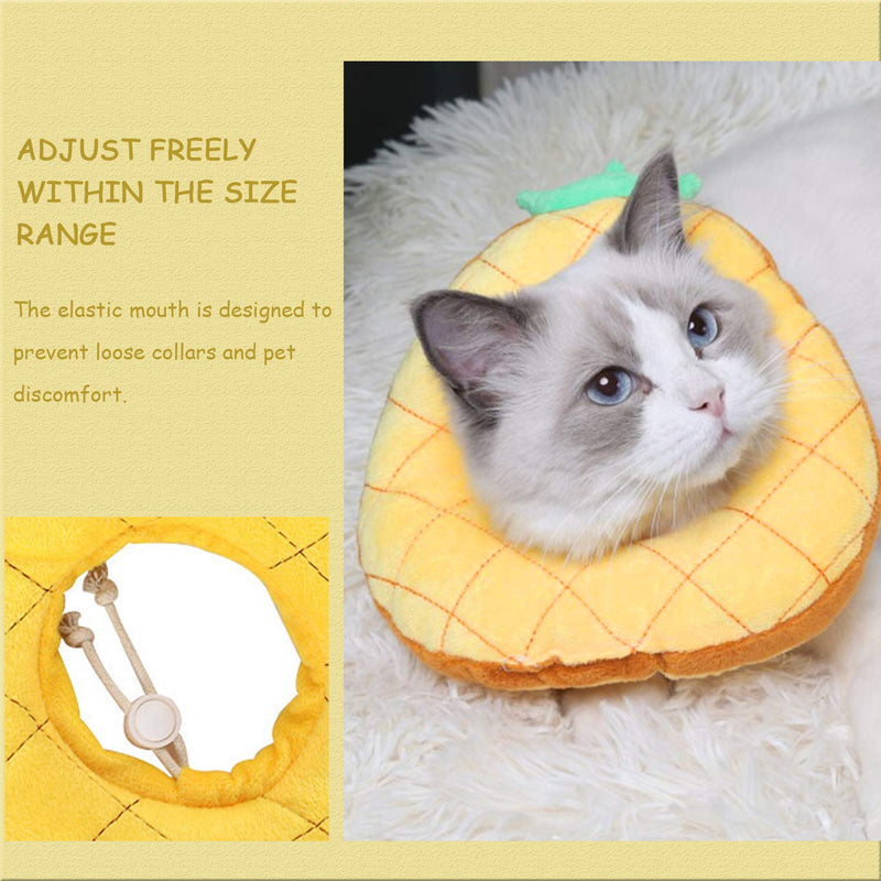 N&A Pet Recovery Collar,Pet Protective Cone After Surgery,Soft Pet Cone Collar Protective Cat Adjustable Fasteners Collar for Cat and Puppy, Elizabethan Collars Wound Healing Recovery (pineapple) Yellow - PawsPlanet Australia