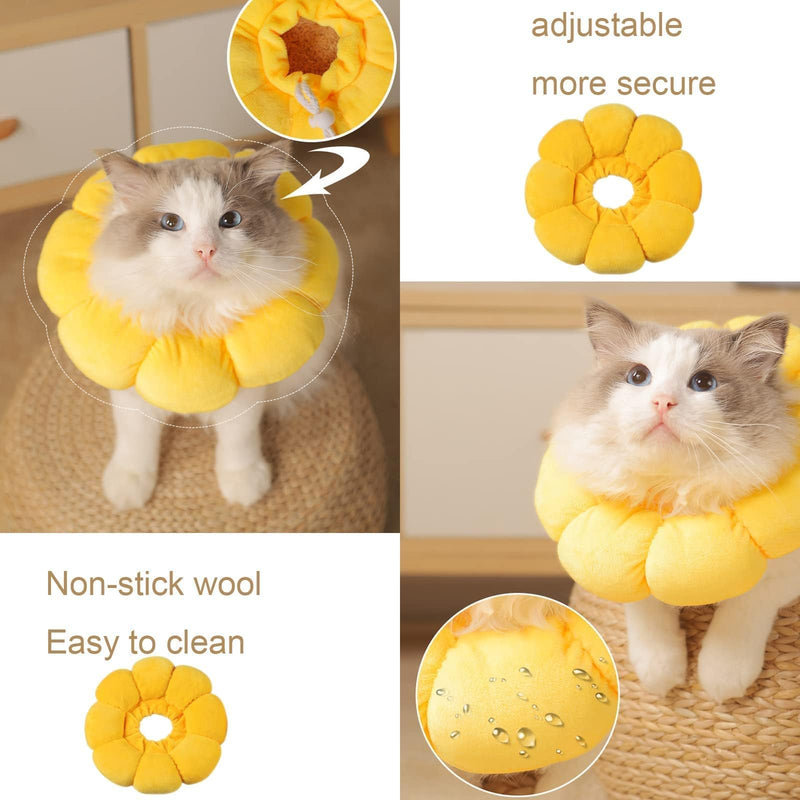 1PCS Cat Neck Brace, Adjustable Cute Sunflower Collar Cat Pets Protective Collar Cat Neck Brace Cat Cone Collar Anti Scratches for Kittens Puppies Rabbits, 12-20cm - PawsPlanet Australia