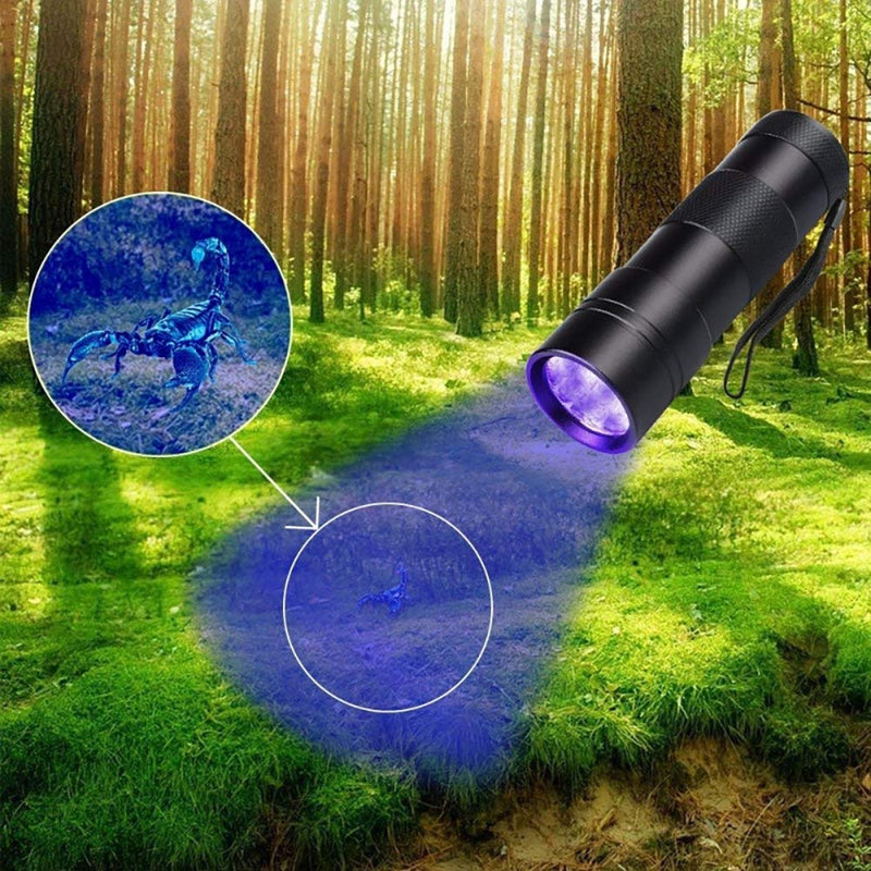 [Australia] - 4Pcs UV Flashlight, LED Blacklight Portable Flashlights 395nm, Ultraviolet Light Detector for Invisible Ink Pens, Dog Cat Pet Urine Stain(2Black+2Silver) 