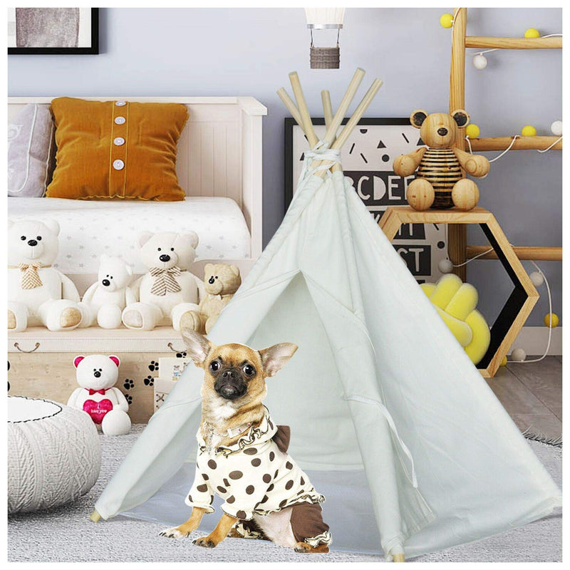 [Australia] - Dog Teepee Tent for Dogs & Cats Cute Pet Teepee with Mat, Portable Dog Tents 24inch Dog House Indoor Outdoor 