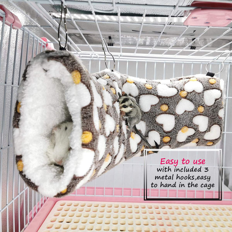 LEFTSTARER Guinea Pig Accessories Sugar Glider Cage Accessories Hamster Rat Toys Ferret Hammock Hanging Tunnel for Small Animals （Heart-Brown） Brown - PawsPlanet Australia