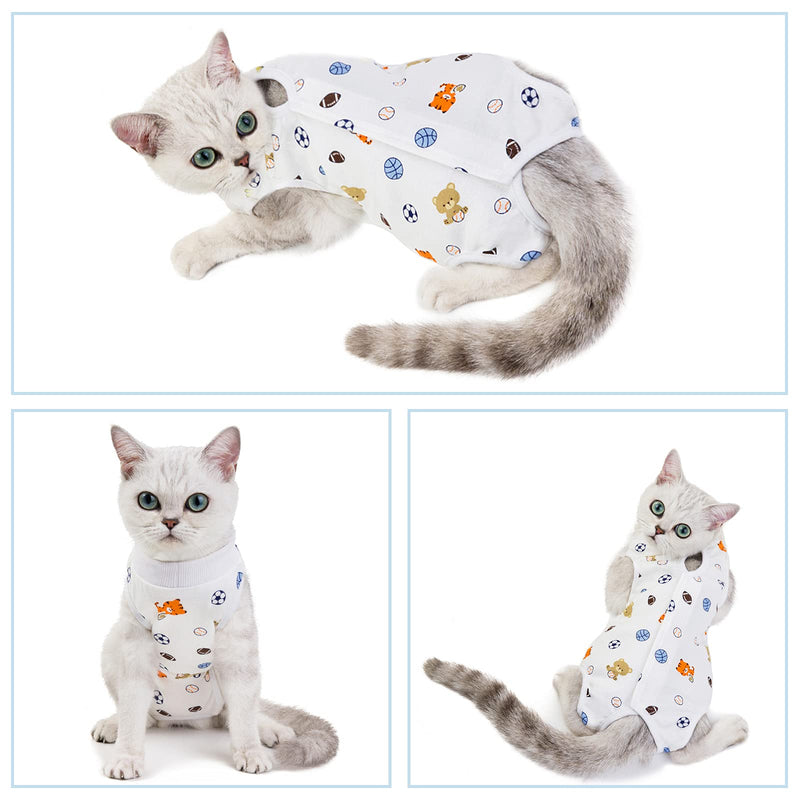 HACRAHO Cat Recovery Suit, 1 Pack Cat Surgical Recovery Suit with Football Pattern Soft Cotton After Surgery Wear for Cats Dogs Pets, Chest Girth 13.39" - PawsPlanet Australia