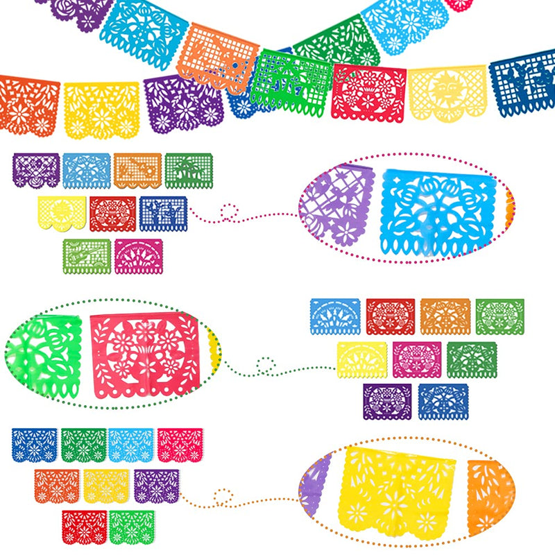 DomeStar Fiesta Banners, 3PCS 18FT Fiesta Garland Mexican Banners Plastic Papel Picado Mexican Party Decorations - PawsPlanet Australia