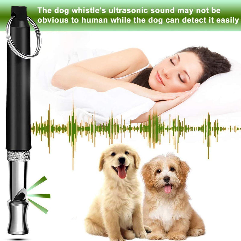 Professional Dog Whistle to Stop Barking, Trasonic Silent Dog Whistle Adjustable Frequencies, Training Clicker with Lanyard and Training Clicker for Puppies Stop Barking and Recall Training Black - PawsPlanet Australia